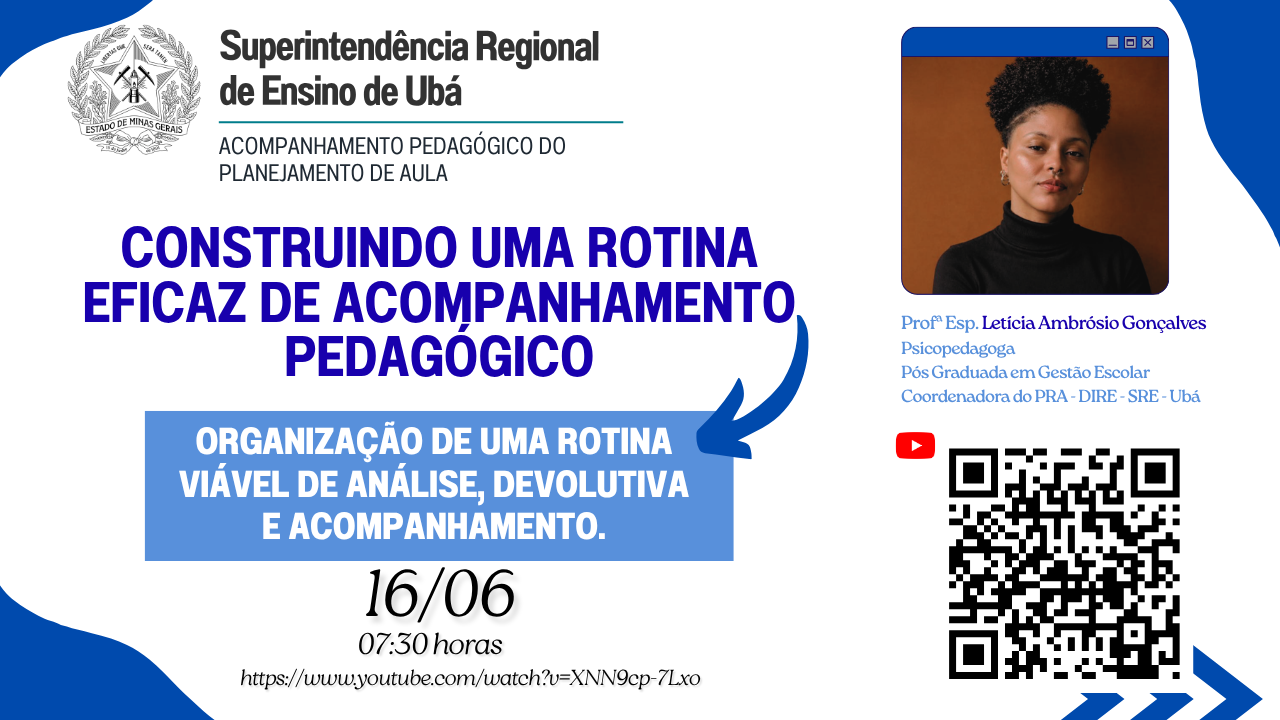 SRE Ubá (DIRE/PRA) realiza Ciclo de Palestras sobre Acompanhamento Pedagógico e Planejamento de Aula